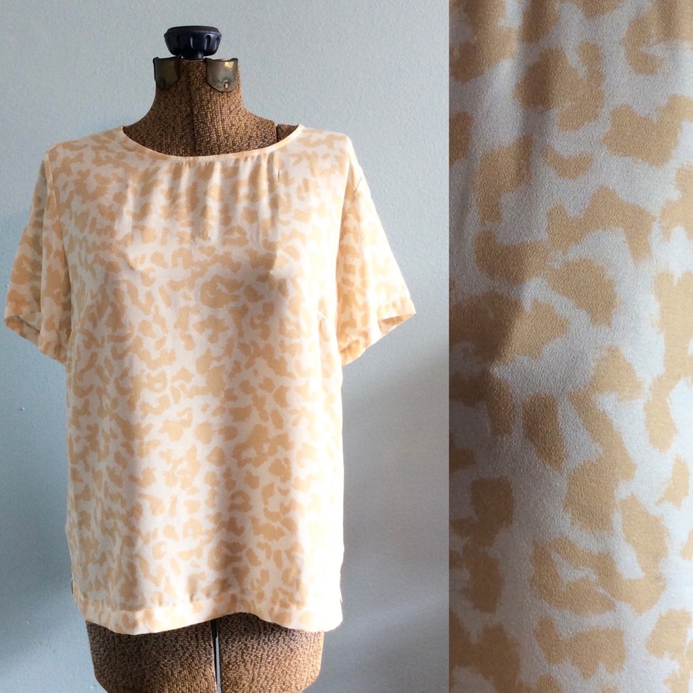 NWT A New Day Cheetah Print Cream Silky blouse L